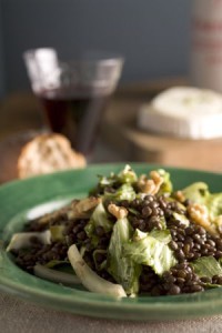 Warm French lentil salad