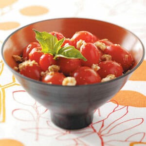 Warm garlicky grape tomatoes