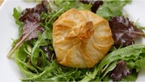 Warm goat cheese in phyllo
