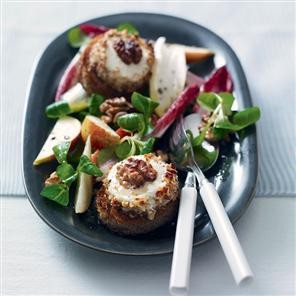 Warm goat's cheese, walnut and pear salad