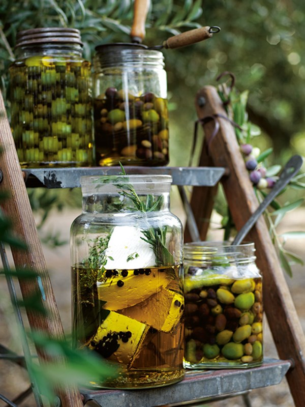 Warm lemon olive oil marinated olives