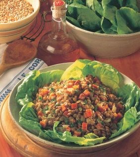 Warm lentil salad with mustard seed vinaigrette