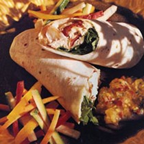 Warm lobster taco with yellow tomato salsa and jicama salad