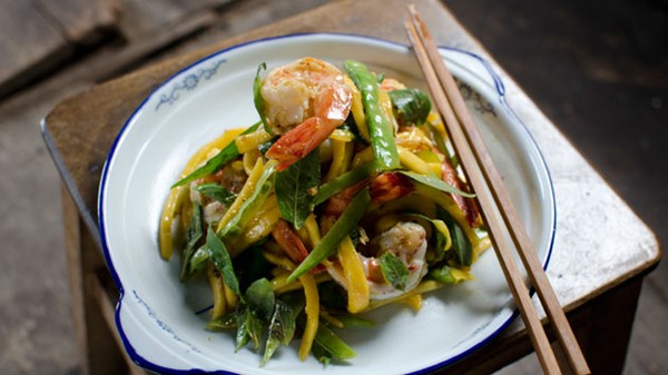Warm mango & prawn salad