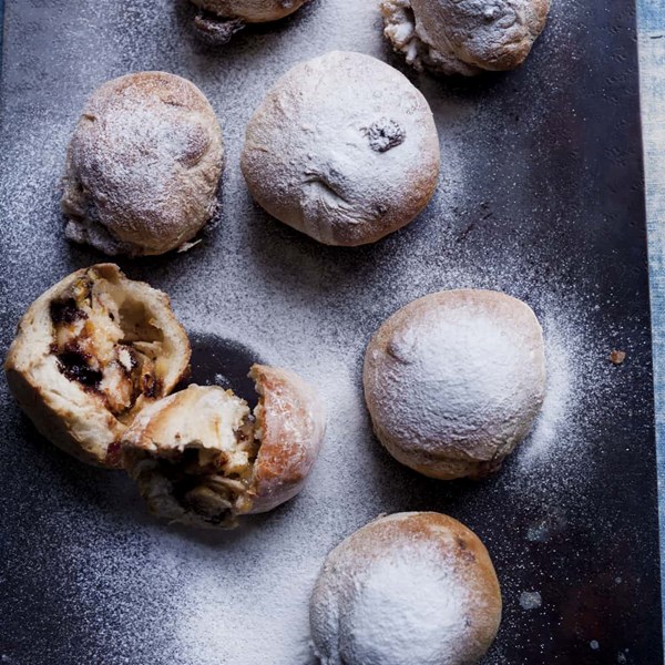 Warm marzipan buns