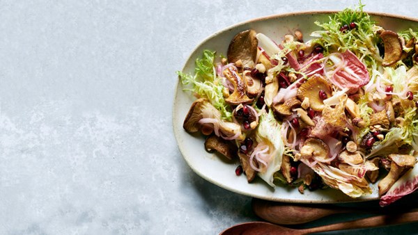 Warm mushroom-and-chicories salad
