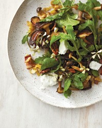 Warm mushroom salad with bacon vinaigrette