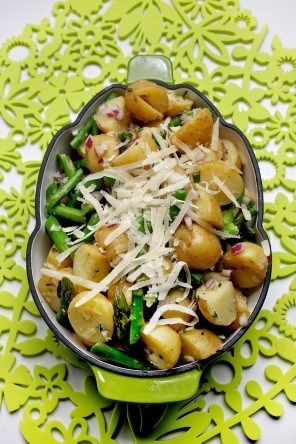 Warm new potato and asparagus salad
