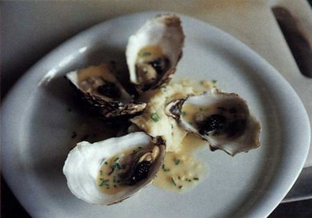 Warm oysters with champ and caviar