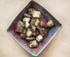 Warm parslied new potato salad 