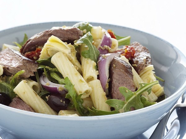 Warm pasta Provençale salad