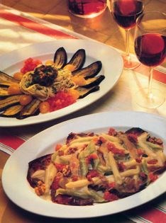 Warm pasta salad with smoked duck and radicchio