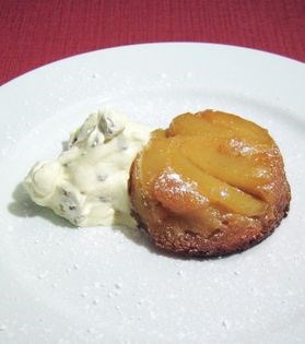 Warm pear, ginger and honey pudding