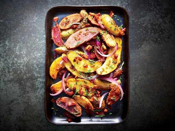 Warm potato and pancetta salad