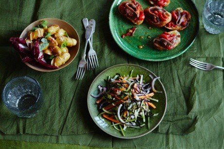 Warm potato salad with anchovy, chilli and citrus