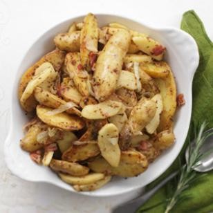 Warm potato salad with bacon-mustard dressing