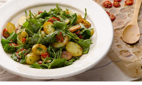 Warm potato salad with sorrel and samphire