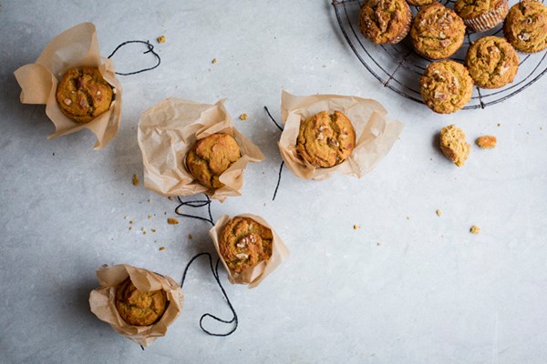 Warm pumpkin & coconut muffins