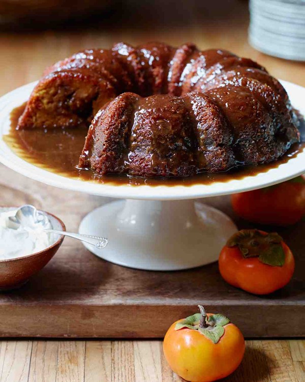 Warm pumpkin pudding with hard sauce