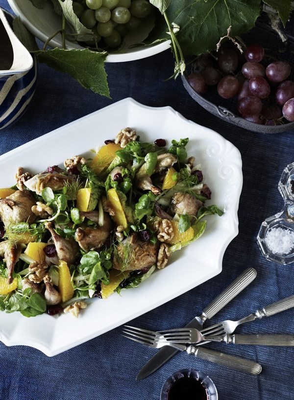 Warm quail salad