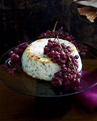 Warm ricotta with roasted grapes