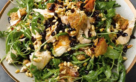 Warm roast chicken and bread salad