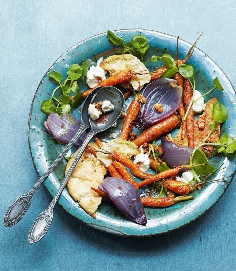 Warm roasted carrot and goat's cheese salad