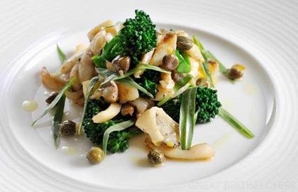 Warm salad of braised cuttlefish with ink vinaigrette