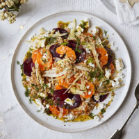 Warm salad of clementine, fennel and barley