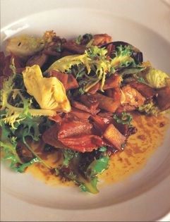Warm salad of guinea fowl with prosciutto