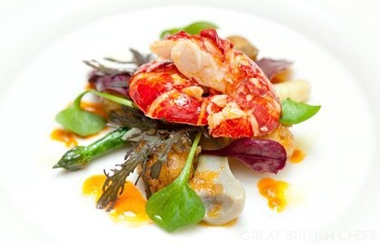 Warm salad of lobster with black truffle oil