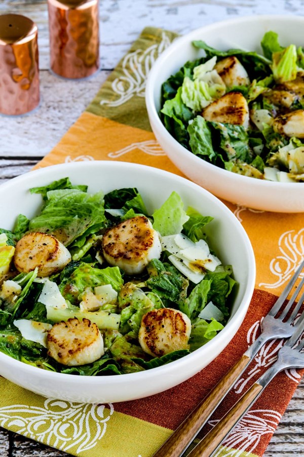 Warm scallop Caesar salad