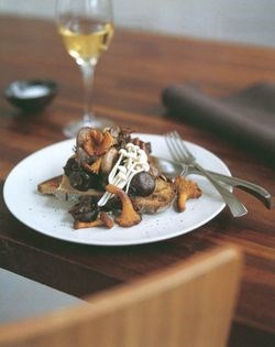 Warm seven mushroom salad with hoisin and ginger dressing