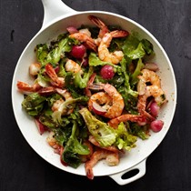 Warm shrimp and escarole salad