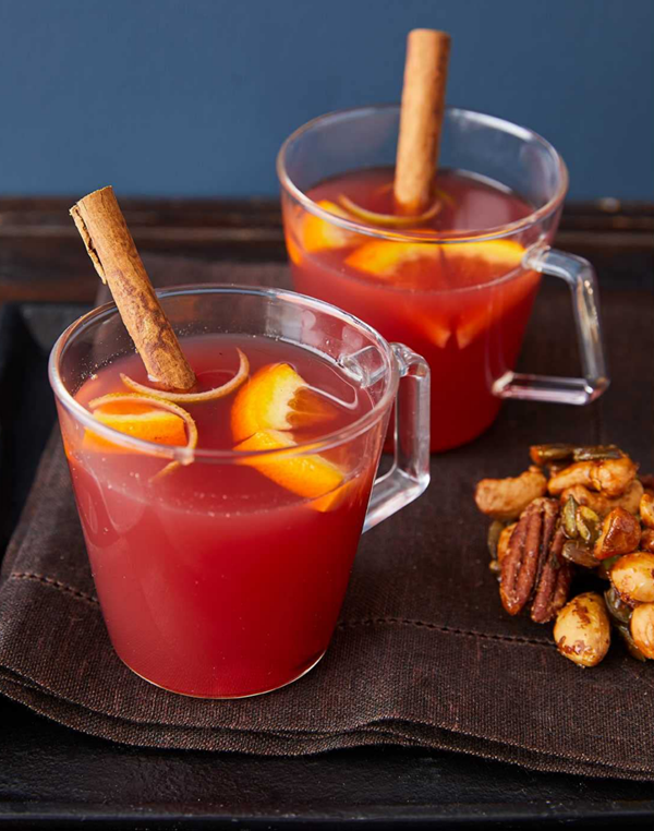 Warm spiced apple and pomegranate juice