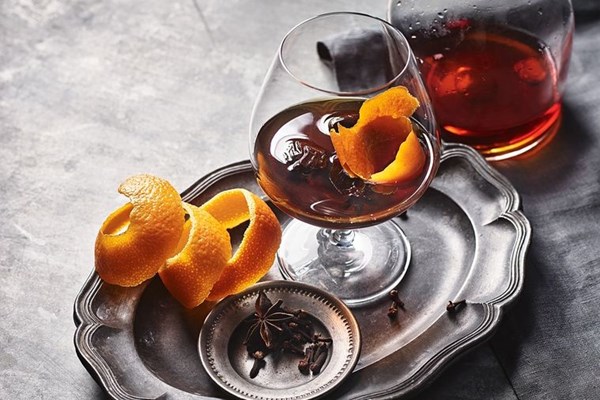 Warm spiced Montenegro, orange and soaked prunes