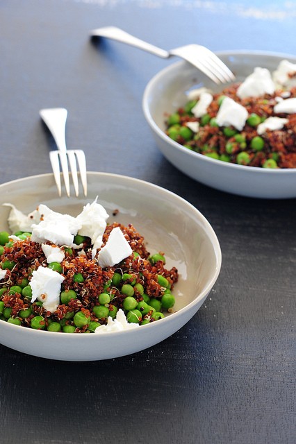 Warm sprouted quinoa salad