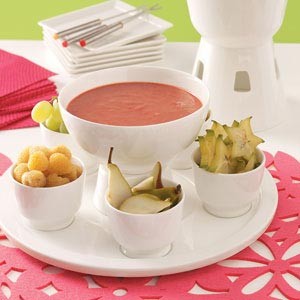 Warm strawberry fondue