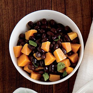 Warm sweet potato and black bean salad
