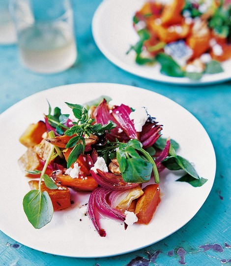 Warm sweet potato, rocket and goat's cheese salad