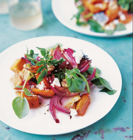 Warm sweet potato, rocket and goat's cheese salad