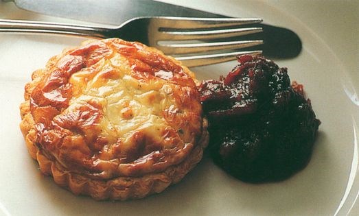 Warm tart of blue cheese and caramelised onions