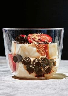 Warm tofu, tapioca, and brown sugar syrup, with toasted soybean powder (Taho)