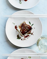 Warm tofu with soy-ginger sauce