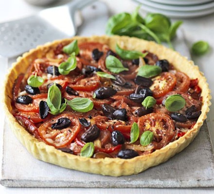 Warm tomato, mustard and Gruyère tart