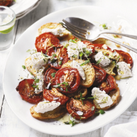 Warm tomato salad with goat's cheese