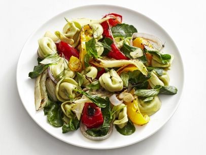 Warm tortellini and roasted vegetable salad