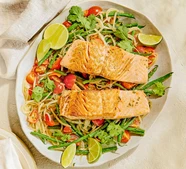 Warm trout & melon salad with lime & chilli dressing