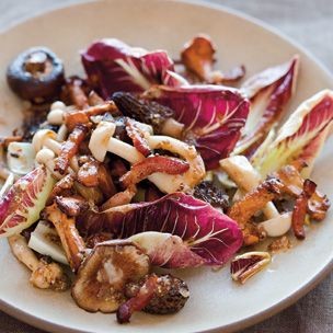 Warm wild mushroom salad with bacon vinaigrette 