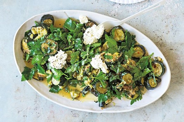 Warm zucchini salad